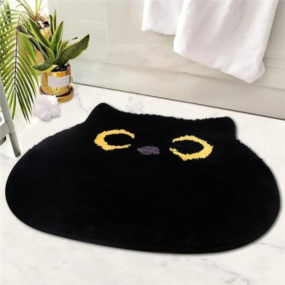 Bathroom Rug - Bathroom Mat,Black Cat Rug,Cat Bath Mat,Non Slip Bath Mats